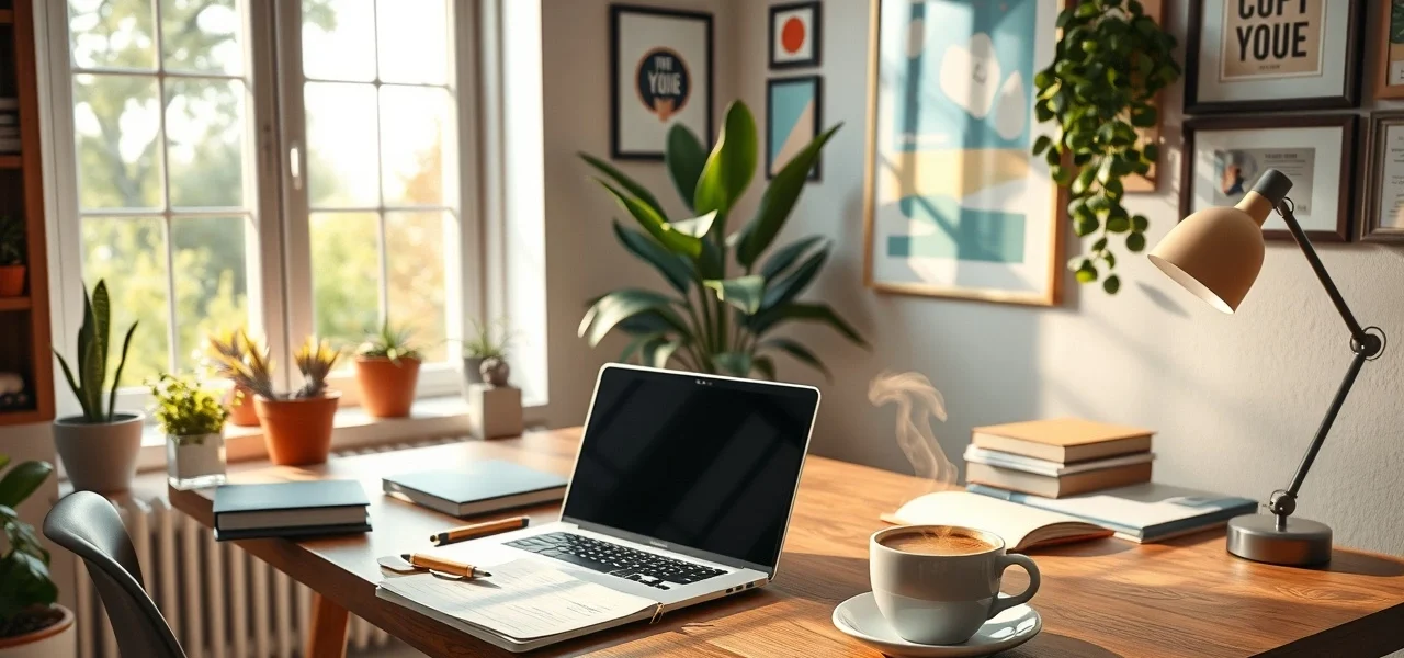 Un bureau moderne et accueillant pour écrire des articles invités.