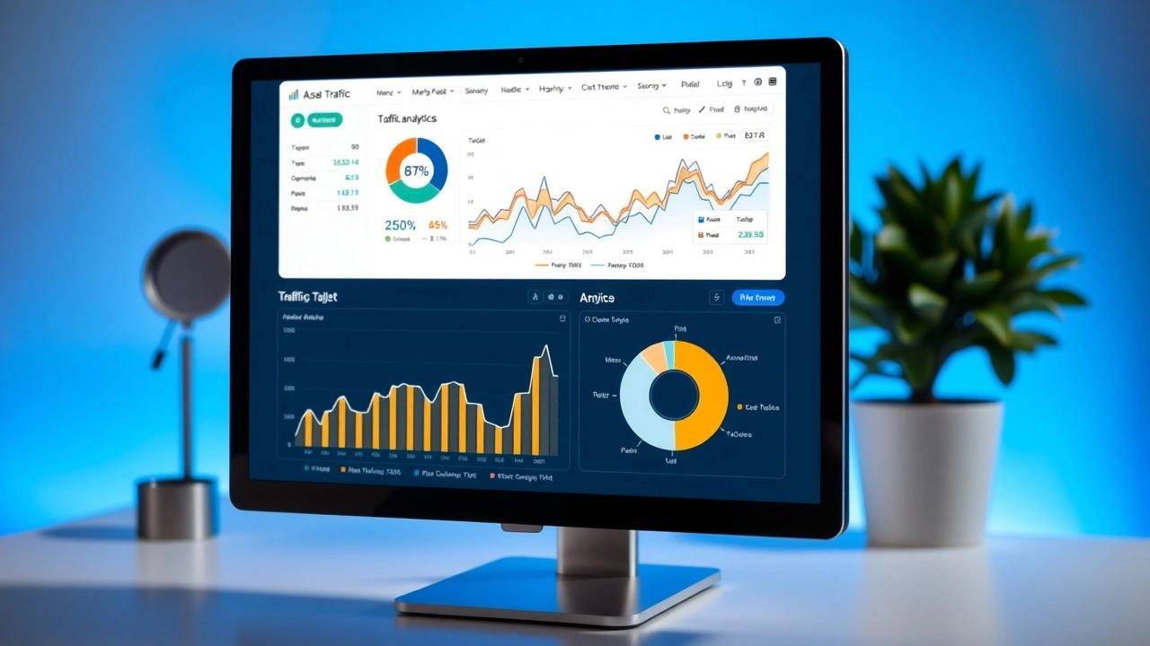 écran d'ordinateur avec analyse de trafic de site web