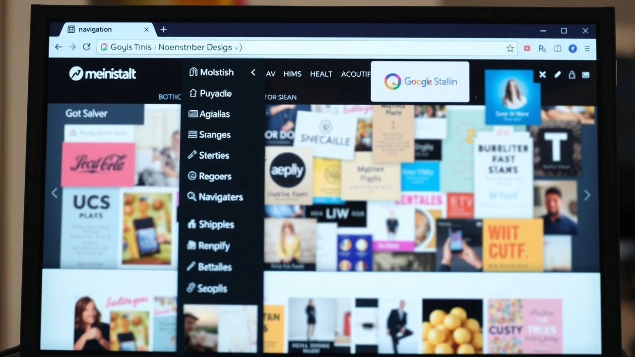 menu de navigation web encombré sur un écran d'ordinateur