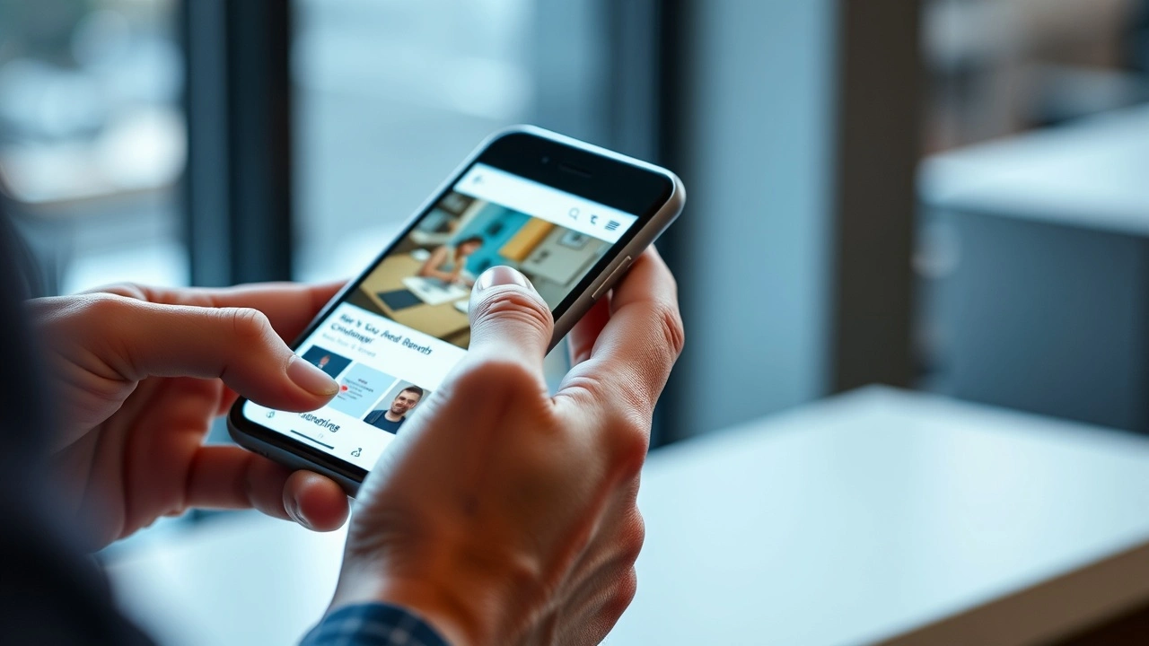 person naviguant sur un site web sur smartphone