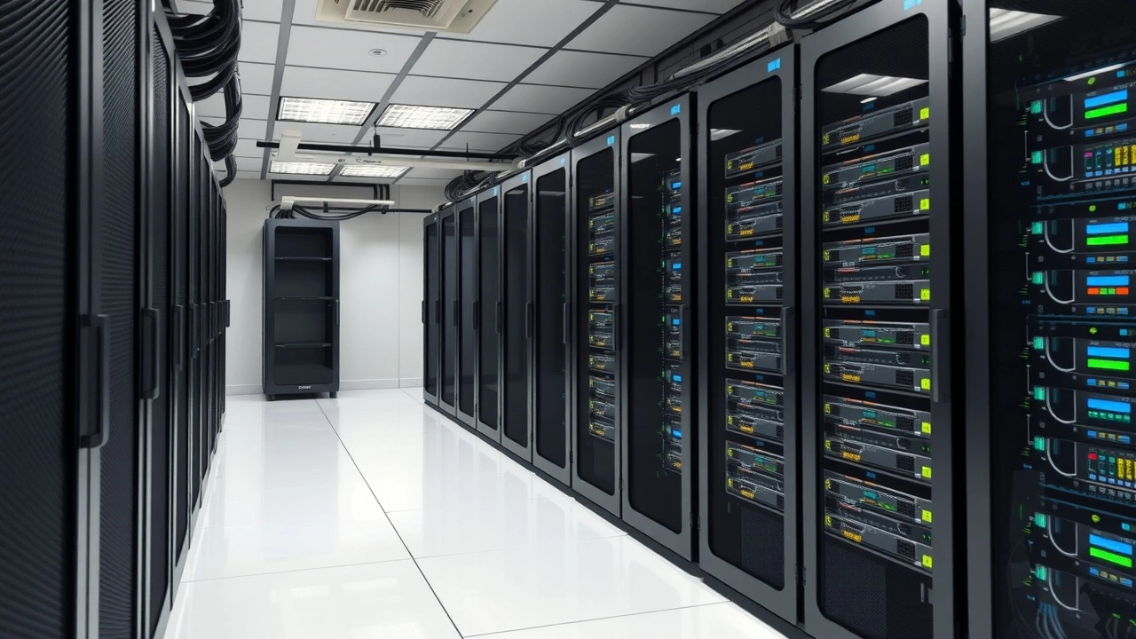 salle de serveurs avec équipements réseaux