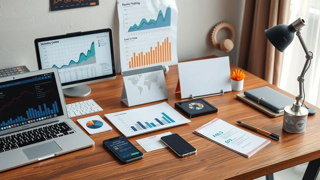 divers outils de marketing digital sur un bureau