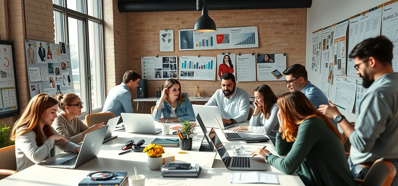 Une equipe diverse travaillant sur une strategie de lancement pour le commerce électronique.