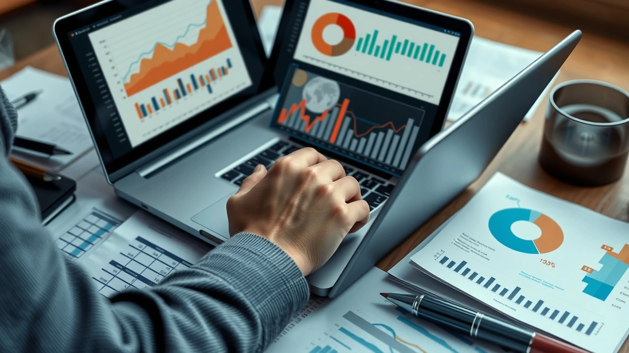 un homme analysant des graphiques de données sur un ordinateur