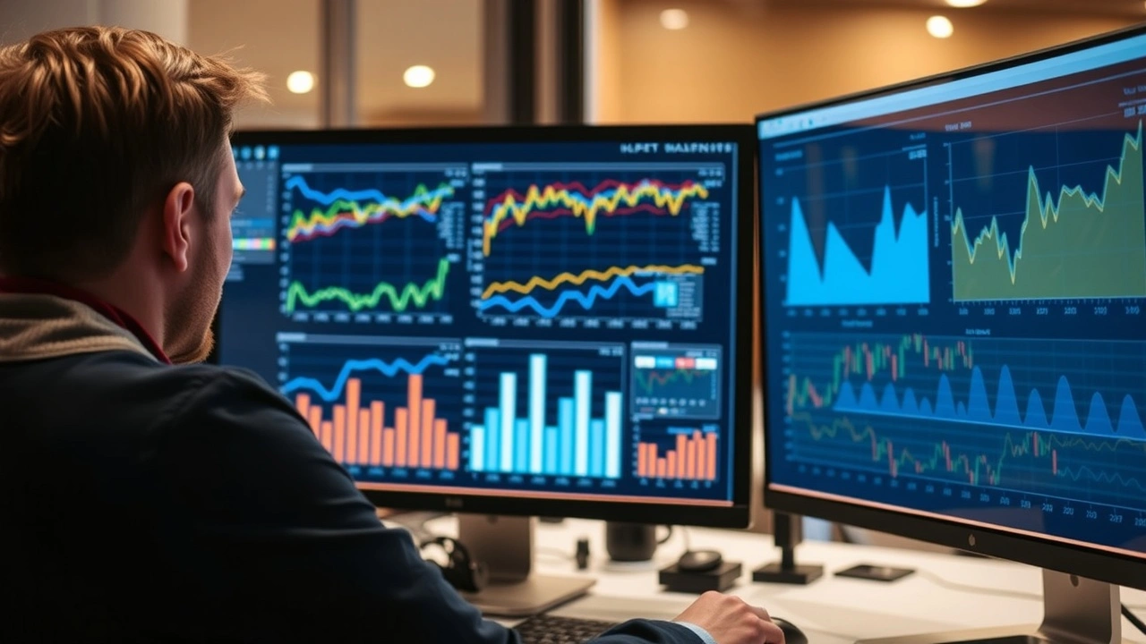 analyste de données regardant des graphiques sur un ordinateur