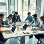 Une illustration de l'interaction humaine dans le marketing digital moderne.