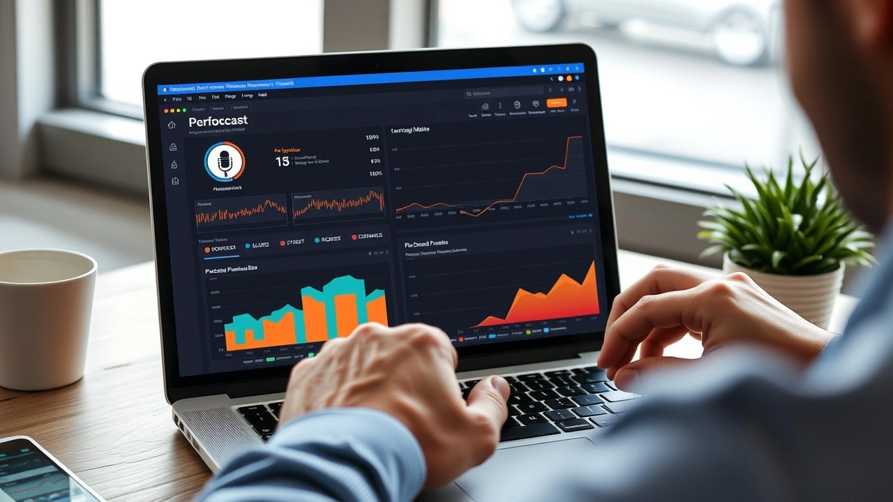 person analysant des performances de podcast sur un ordinateur