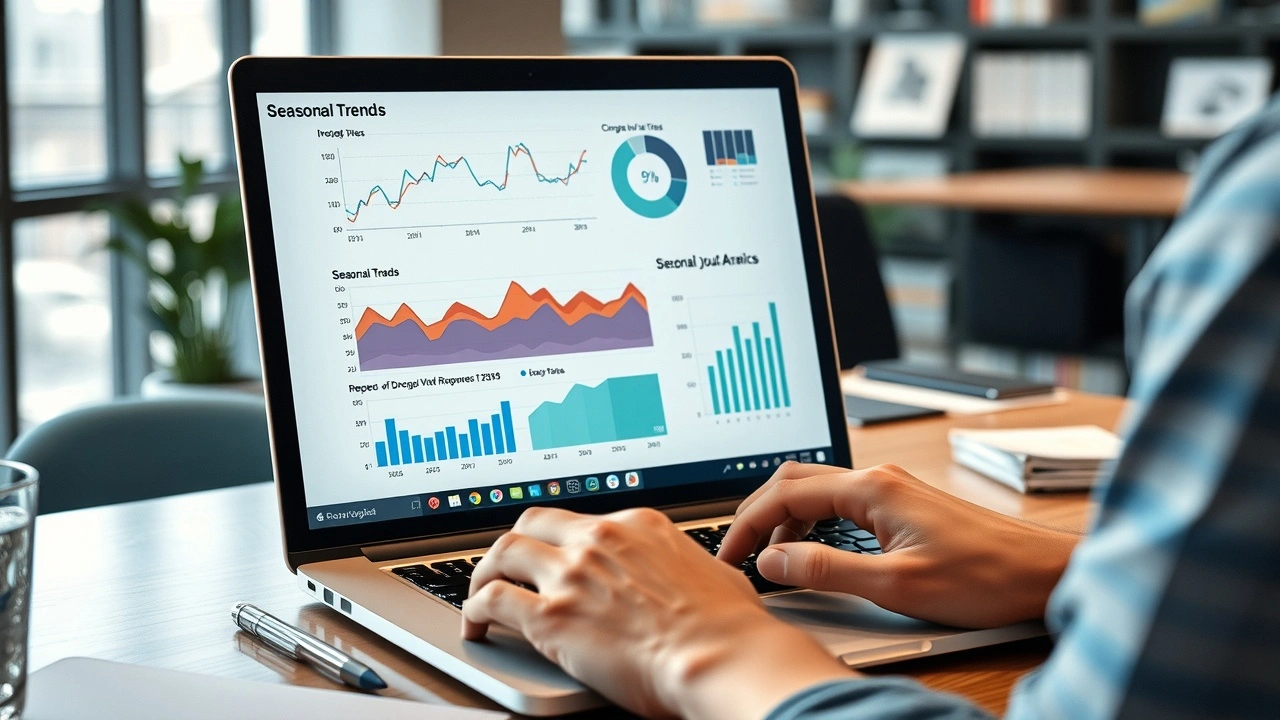 person analysant des tendances saisonnières sur un ordinateur