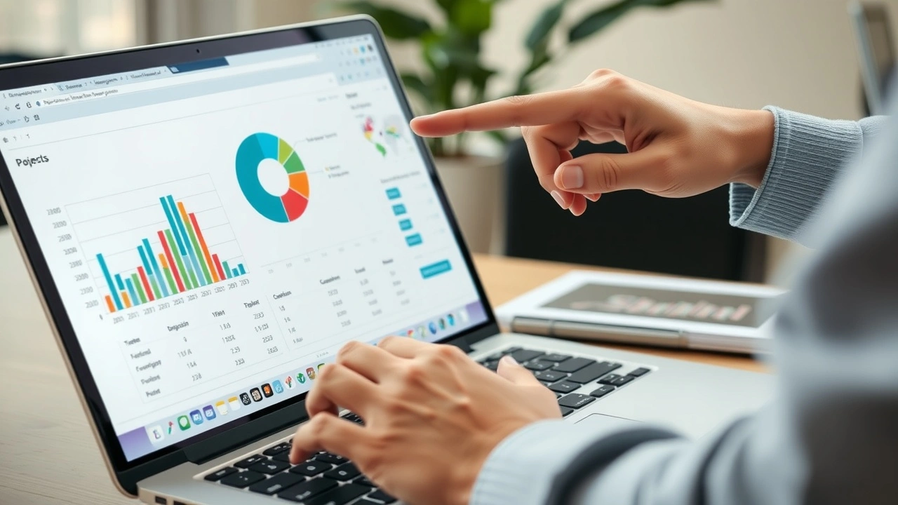 person analysant des données de ventes sur un ordinateur portable