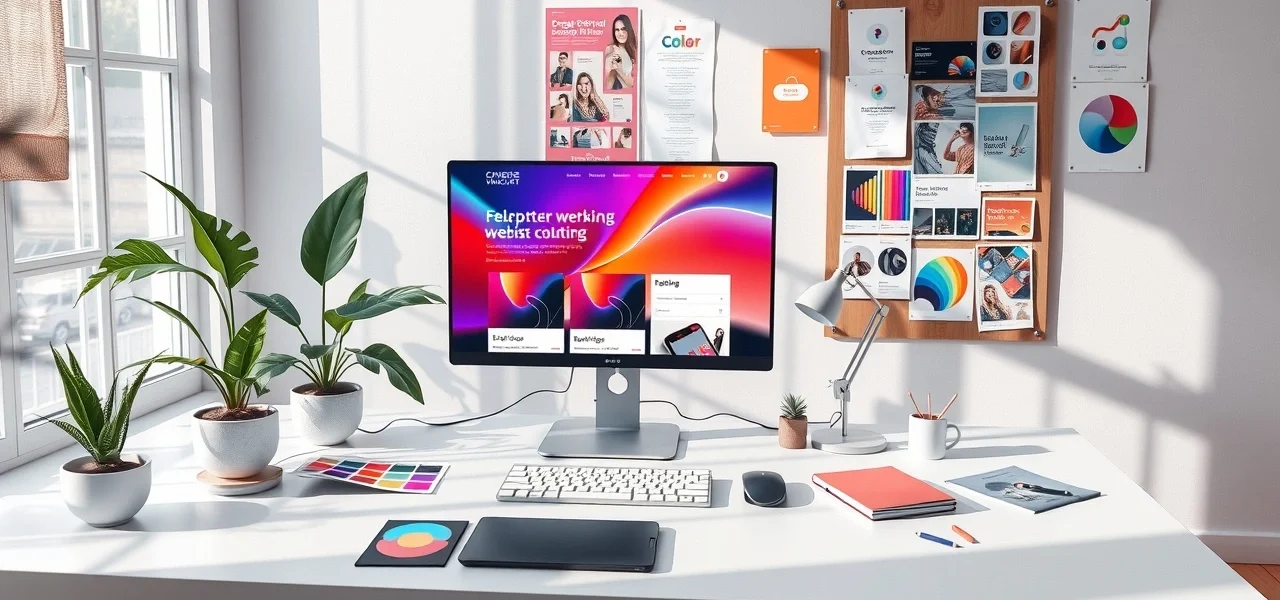 Une scène de bureau moderne pour concevoir un site web captivant.