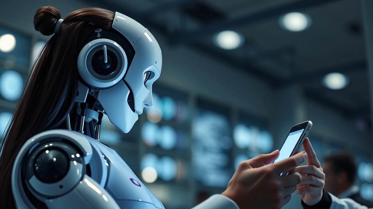 un chatbot sur un smartphone avec un utilisateur