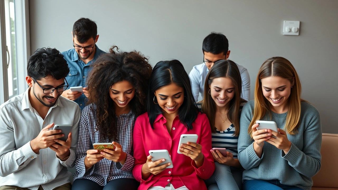 groupe divers d'utilisateurs interagissant avec du contenu en ligne