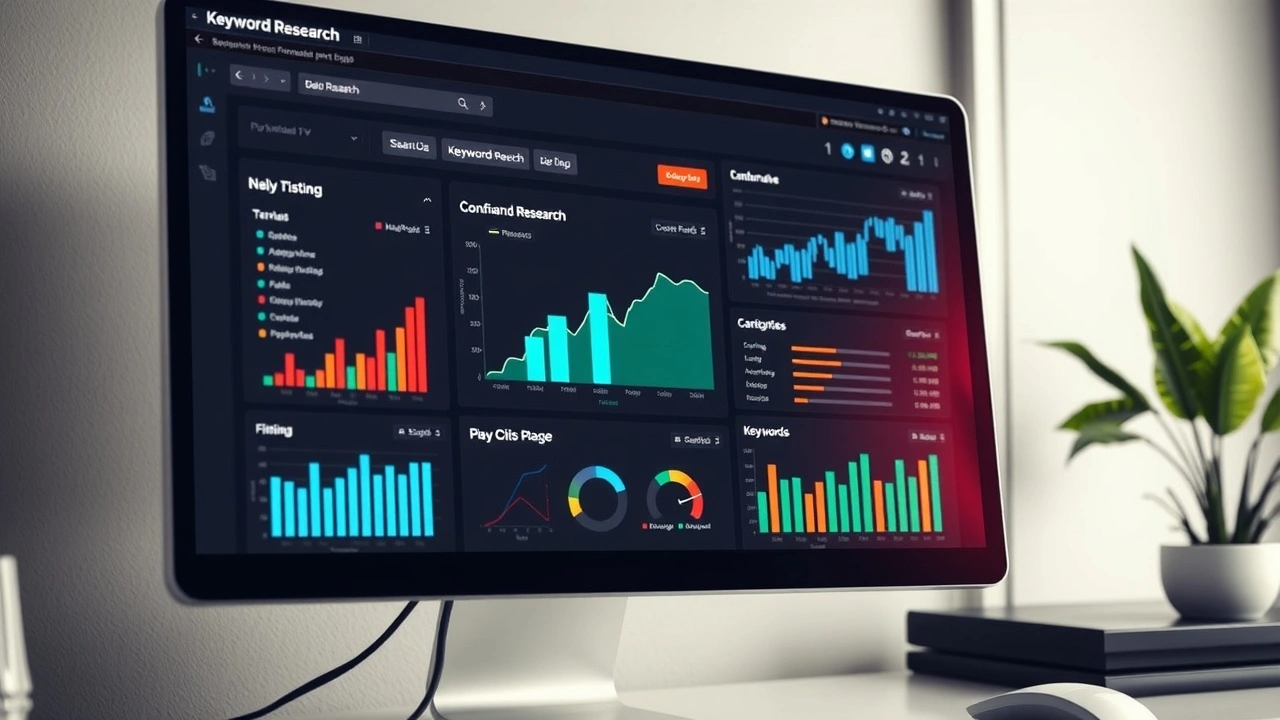 écran dordinateur avec outils de recherche de mots clés