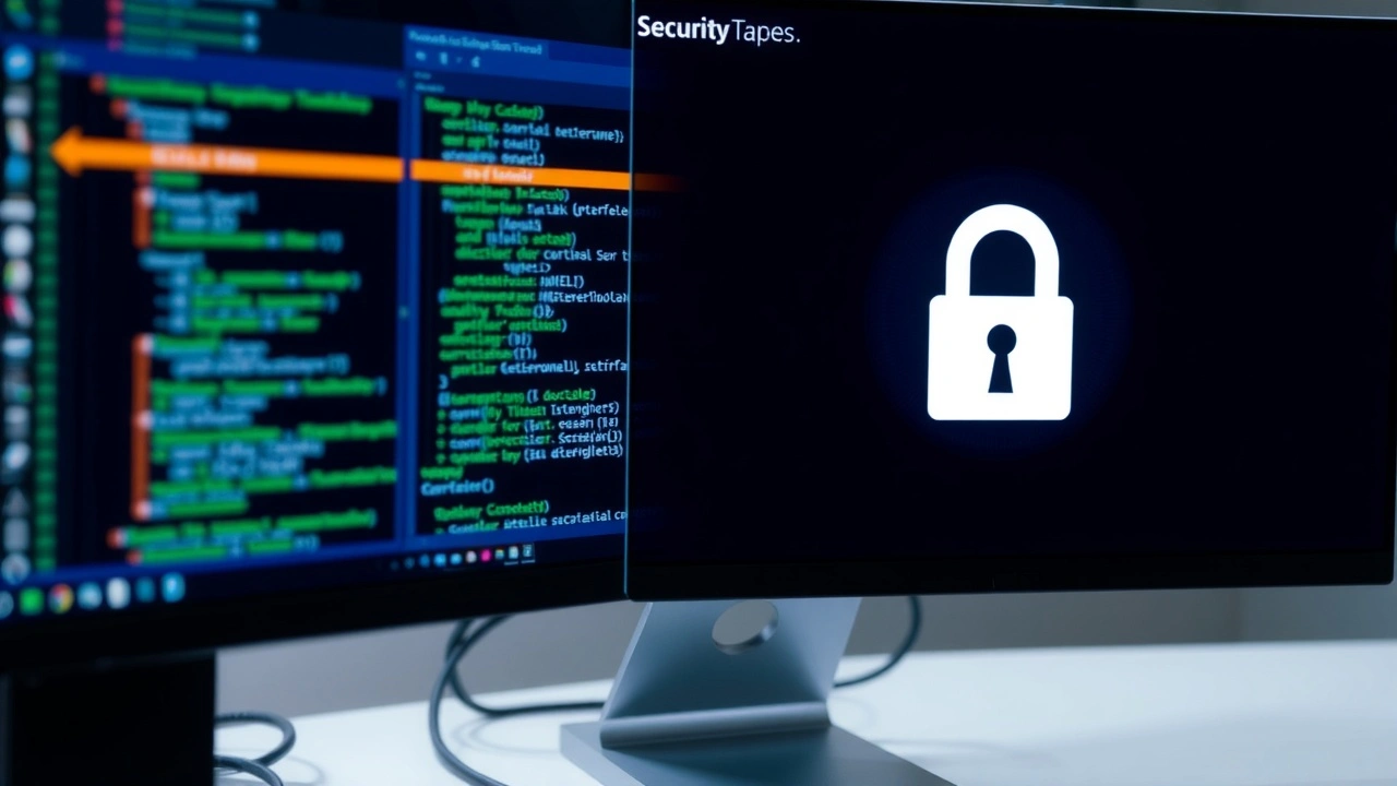 écran d'ordinateur avec logiciel de sécurité et symbole de cadenas
