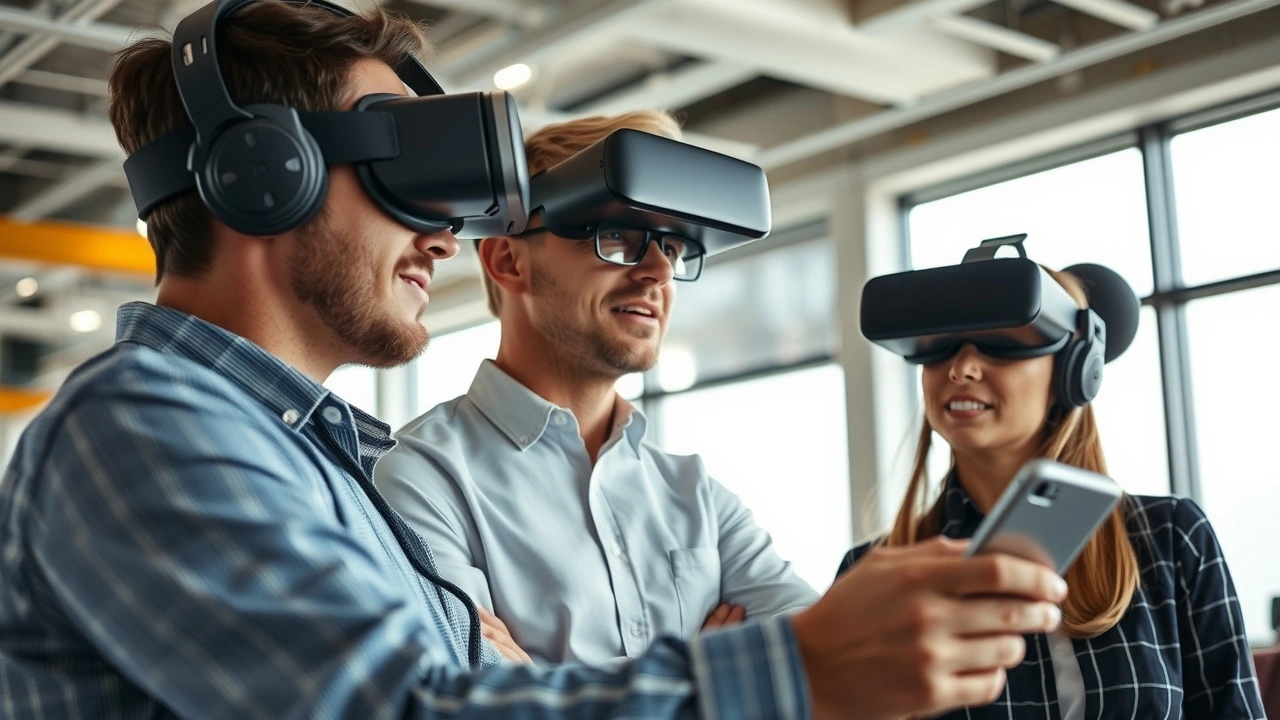 équipe marketing analysant des performances en réalité virtuelle