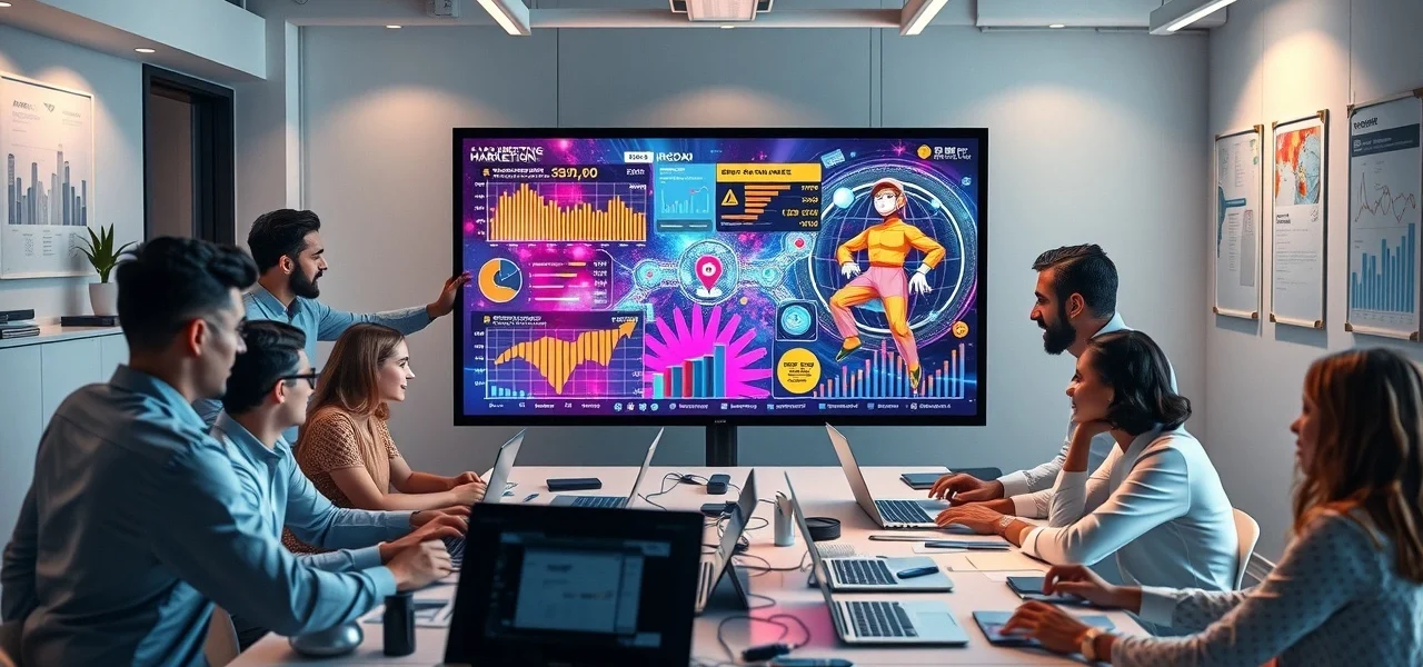 Une scène montrant l'influence des technologies d'IA générative sur le marketing digital.