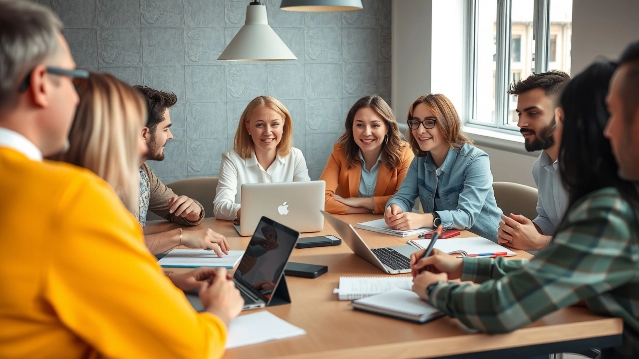 groupe de personnes discutant autour d'une table