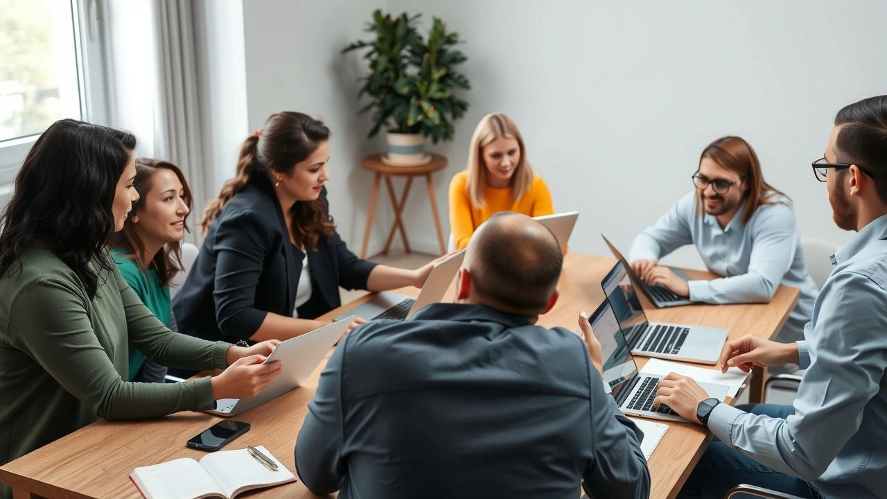 groupe de personnes en brainstorming autour d une table