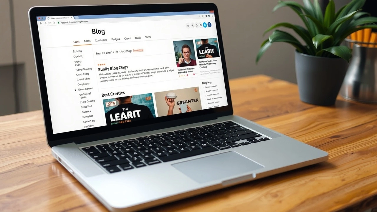 ordinateur portable avec interface de plateforme de blog