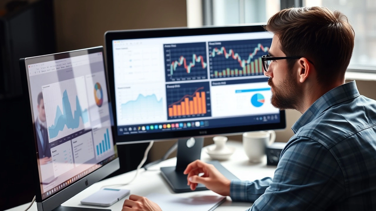 person analysant des données analytics sur un ordinateur