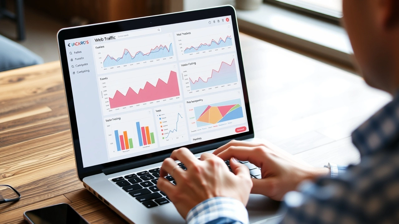 person regardant des donnees de traffic web sur un ordinateur