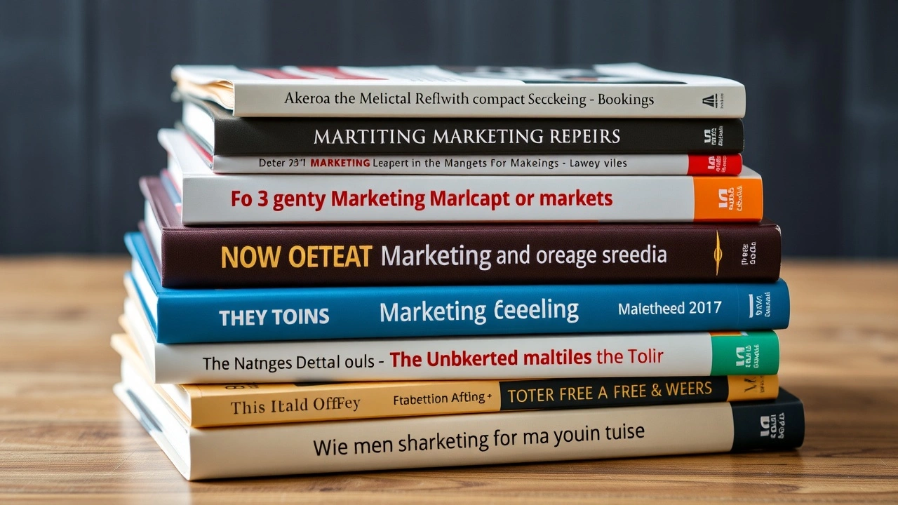 une pile de livres sur le commerce et le marketing