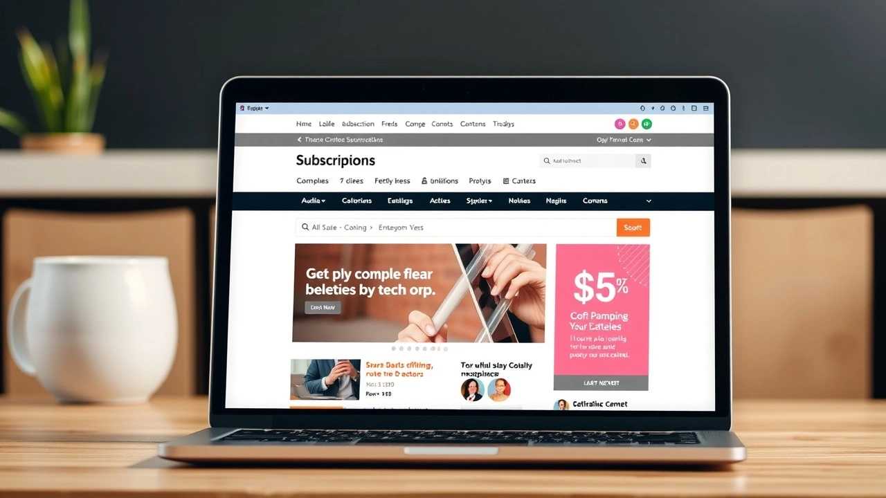 ordinateur portable avec un site d'abonnement affiché