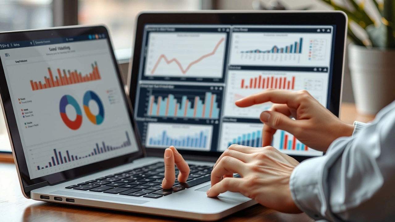 person analysant des donnees sur un ordinateur portable