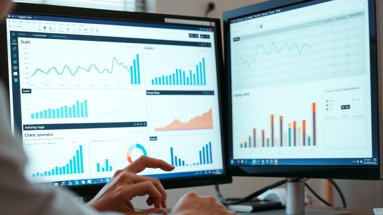 person analysant des données sur un écran d'ordinateur