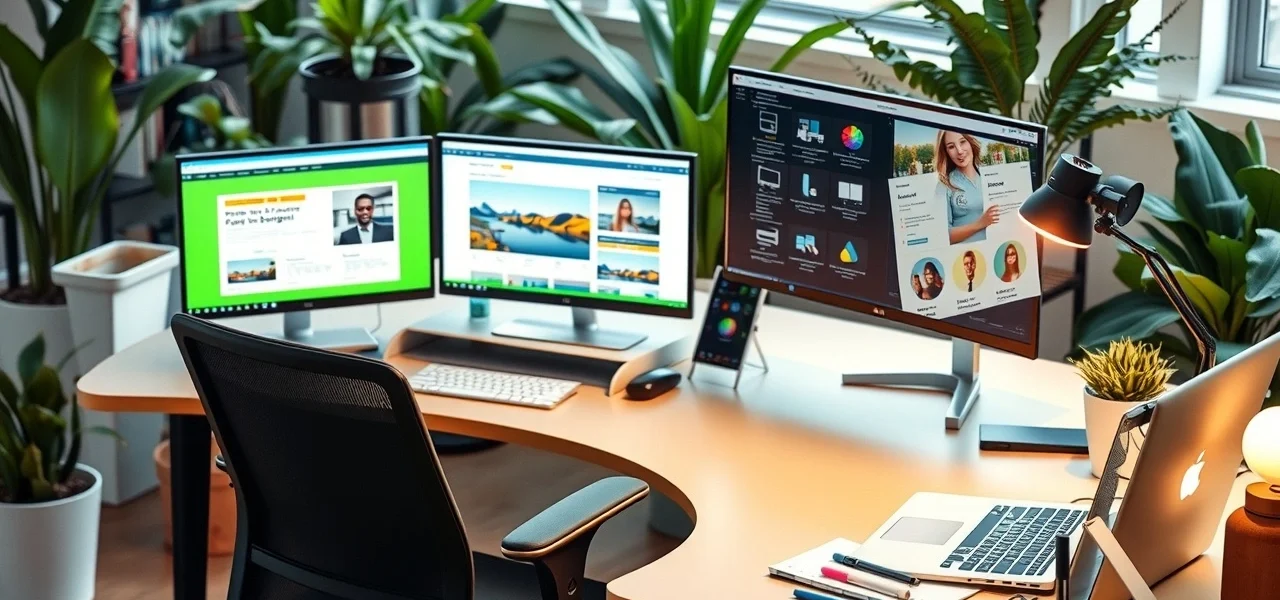 bureau moderne illustre la creation de sites web ergonomiques