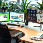 bureau moderne illustre la creation de sites web ergonomiques