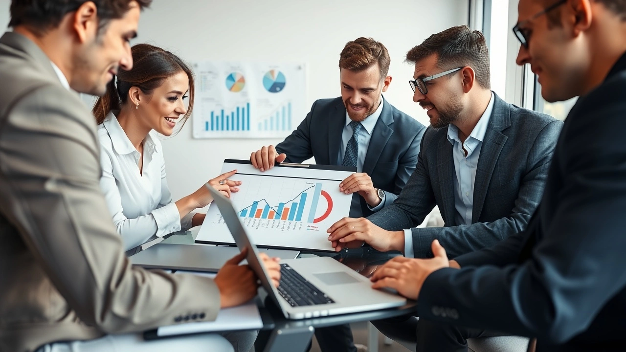 équipe discutant des changements sur un graphique