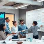 Une équipe de recherche de marché analysant des données pour créer un site web adapté.