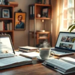 Espace de travail d'un écrivain inspirant