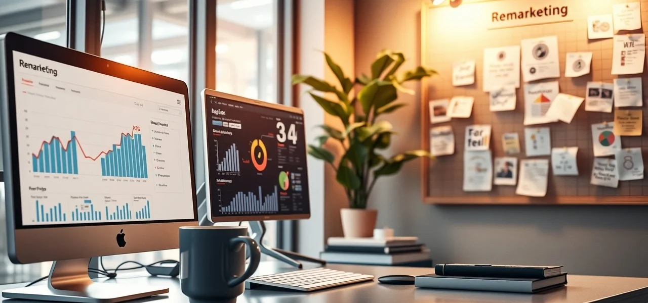 Espace de travail moderne sur le remarketing en marketing digital