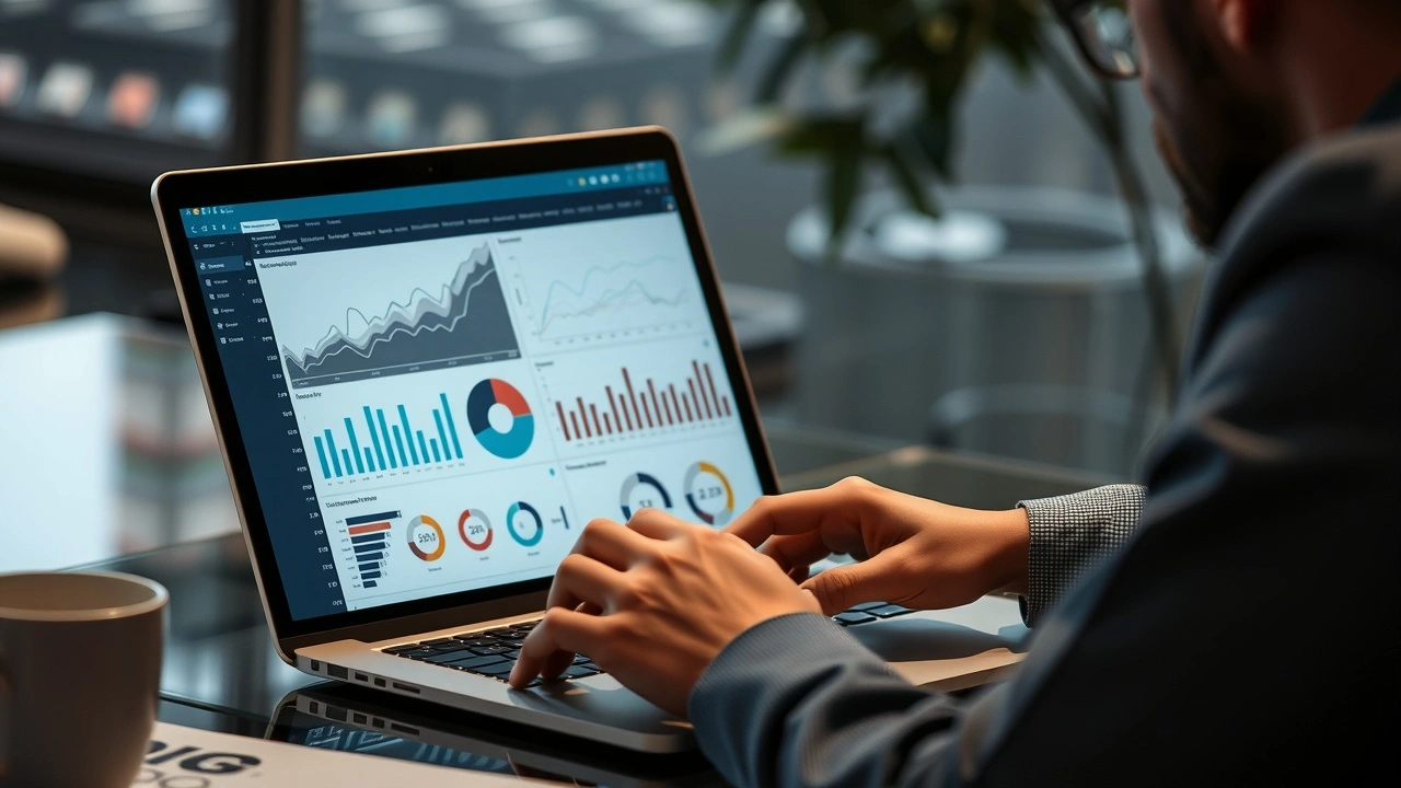 analyste de marché examine des données sur un ordinateur portable