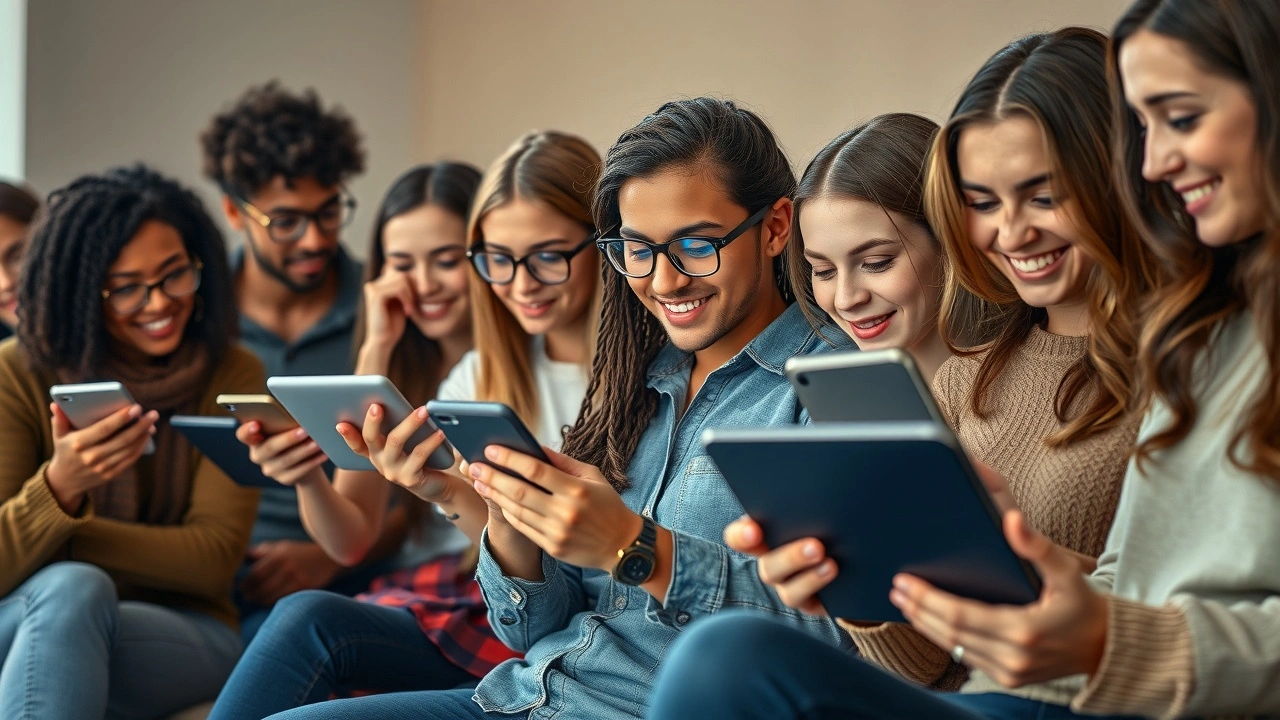 groupe d'abonnés utilisant des appareils pour accéder au contenu