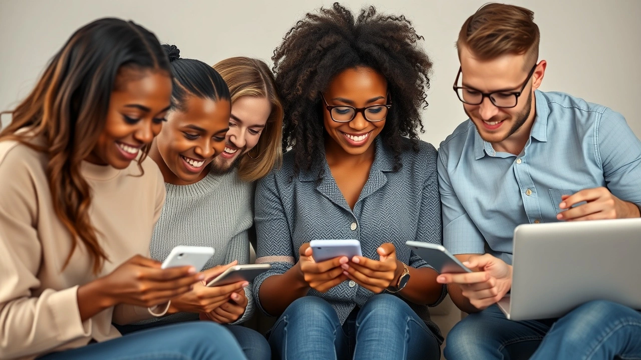 groupe de personnes utilisant du contenu numérique pour vendre