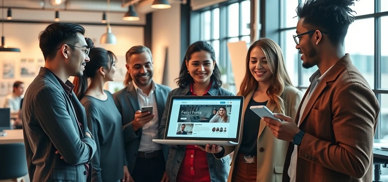 Des influenceurs dans un bureau moderne discutent de l'utilisation de témoignages pour attirer un nouveau public.