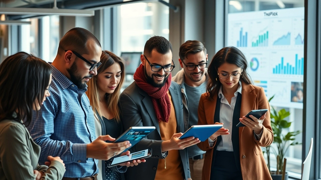 marketeurs analysant des graphiques et des donnees