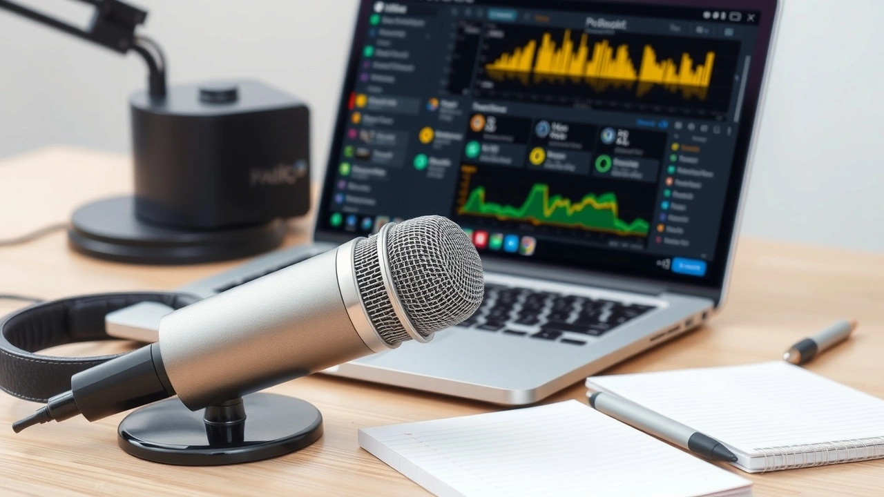 microphone et ordinateur pour un podcast