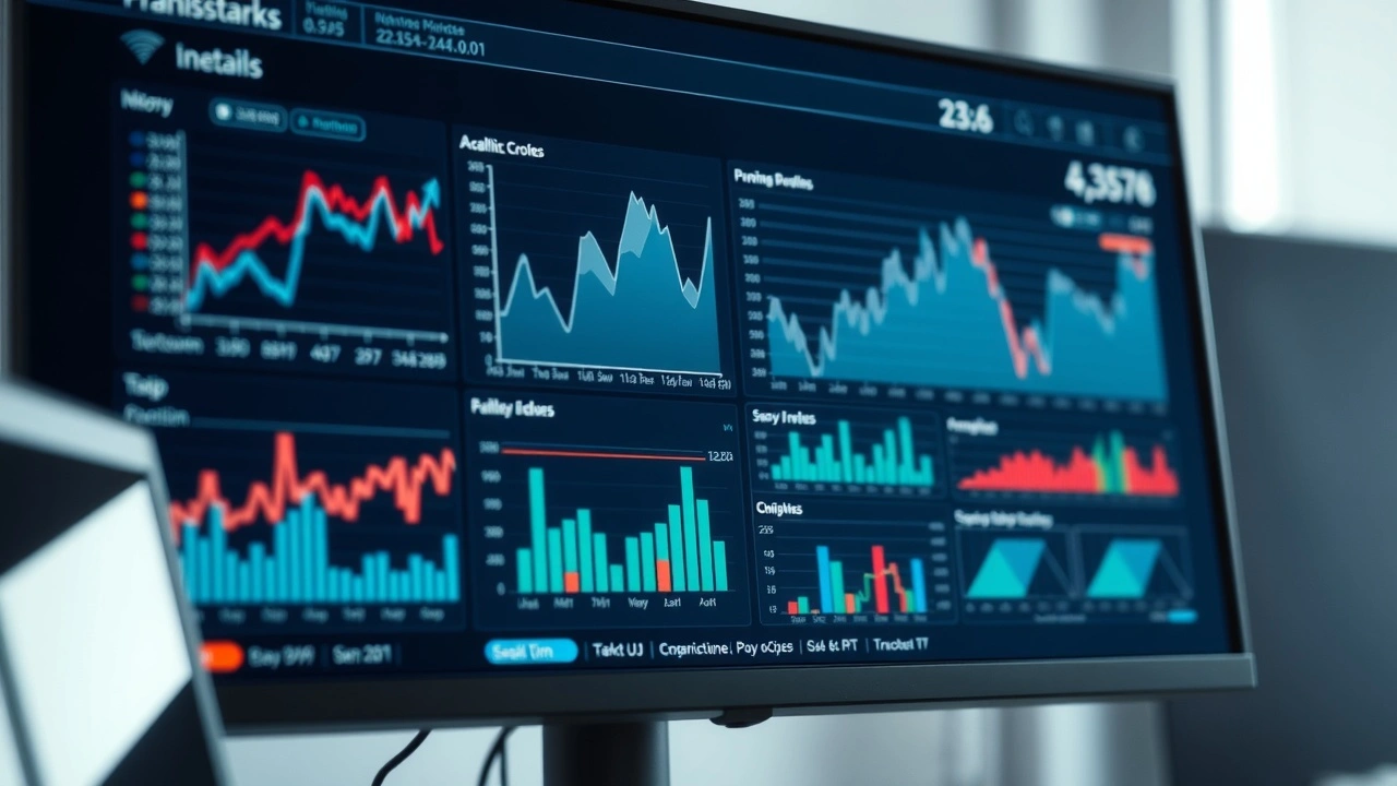 ordinateur affichant des graphiques d'analyse de données