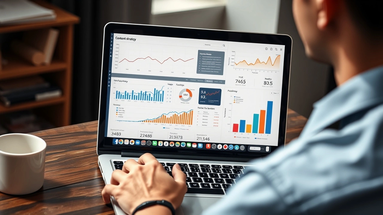 person analysant une strategie de contenu sur un ordinateur