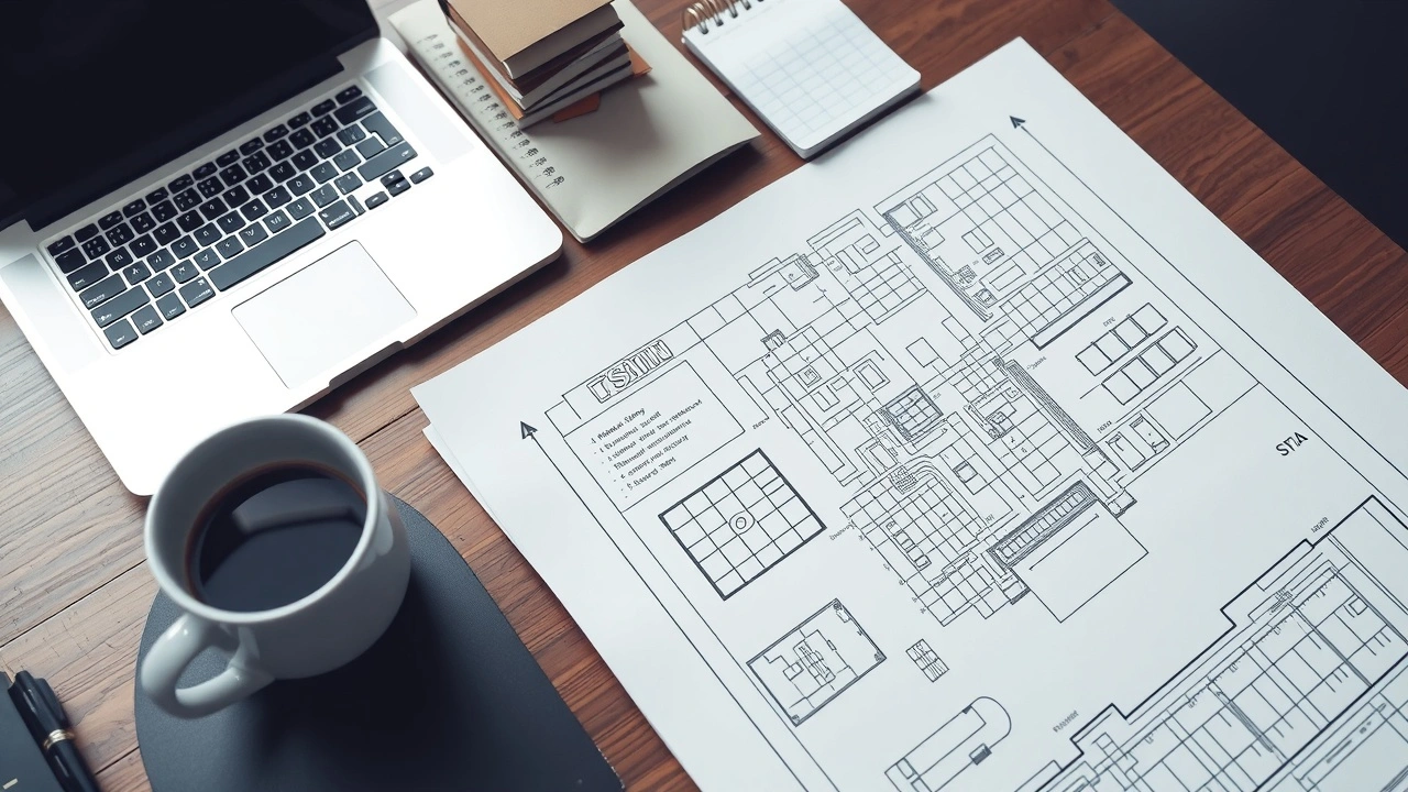 plan de pré-lancement sur un bureau avec des outils
