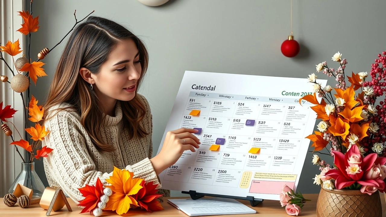 professionnel du marketing planifiant un calendrier de contenu saisonnier