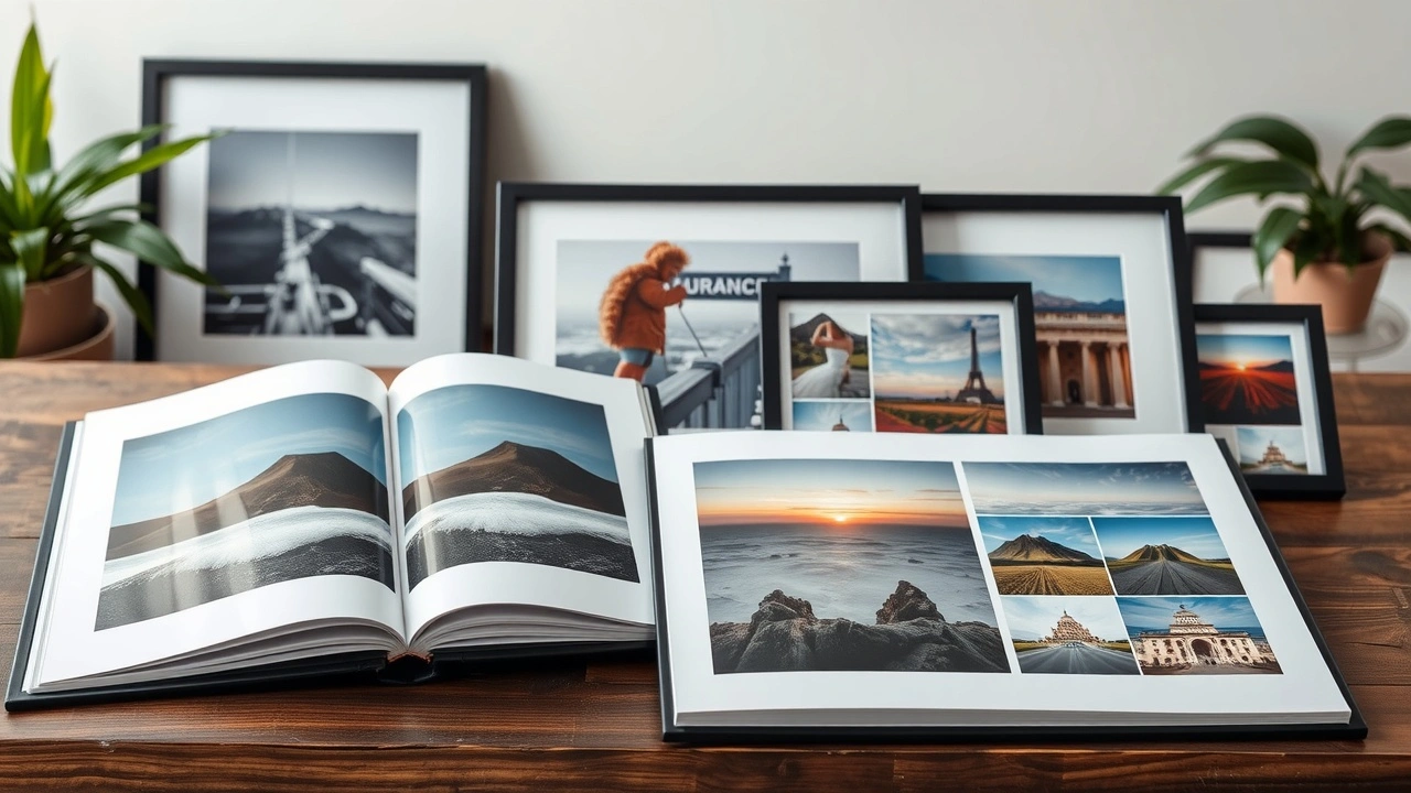 portfolio de photographies sur une table