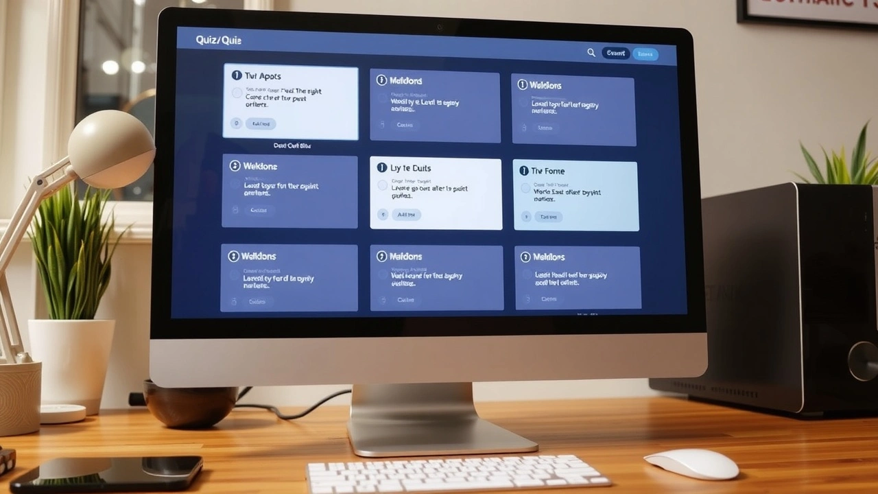 différents types de quiz sur un ecran d'ordinateur