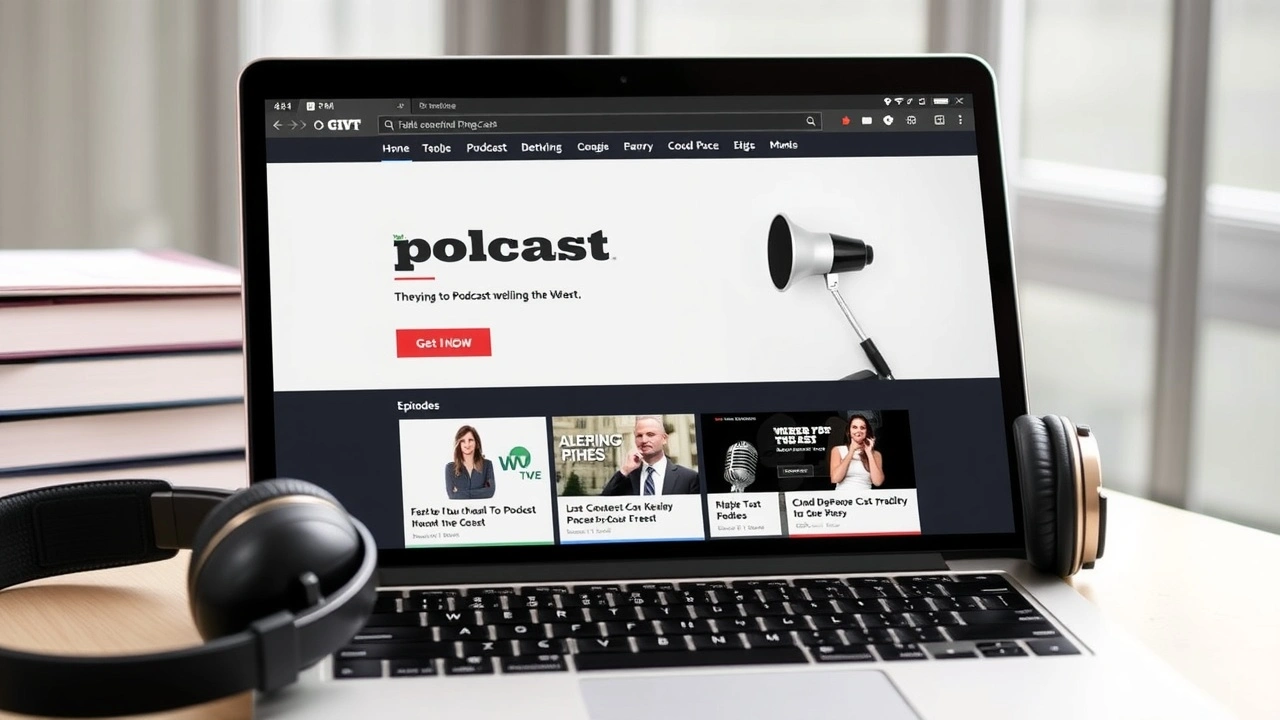 site web avec des episodes de podcasts sur un ordinateur