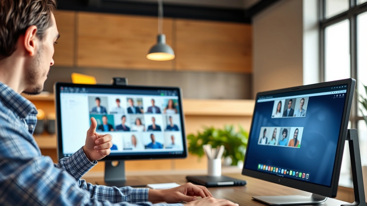 person donnant un webinaire sur un ordinateur