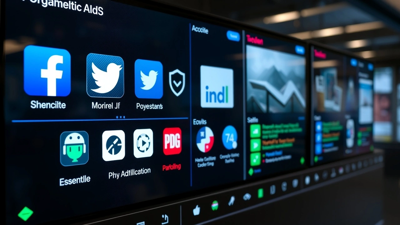 affichage publicitaire avec icones de reseaux sociaux